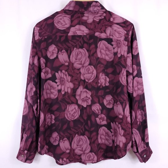 Amanda Smith Petites - Long Sleeve Button-Down Pink Rose Blouse Size PM - Picture 2 of 6